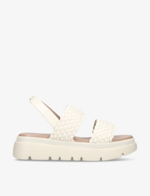 Carvela Comfort Womens White Krypton Woven-strap Leather Sandals