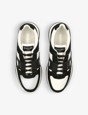 Shop Mallet Men's Blk/white Marquess Contrast-panel Suede And Leather Trainers