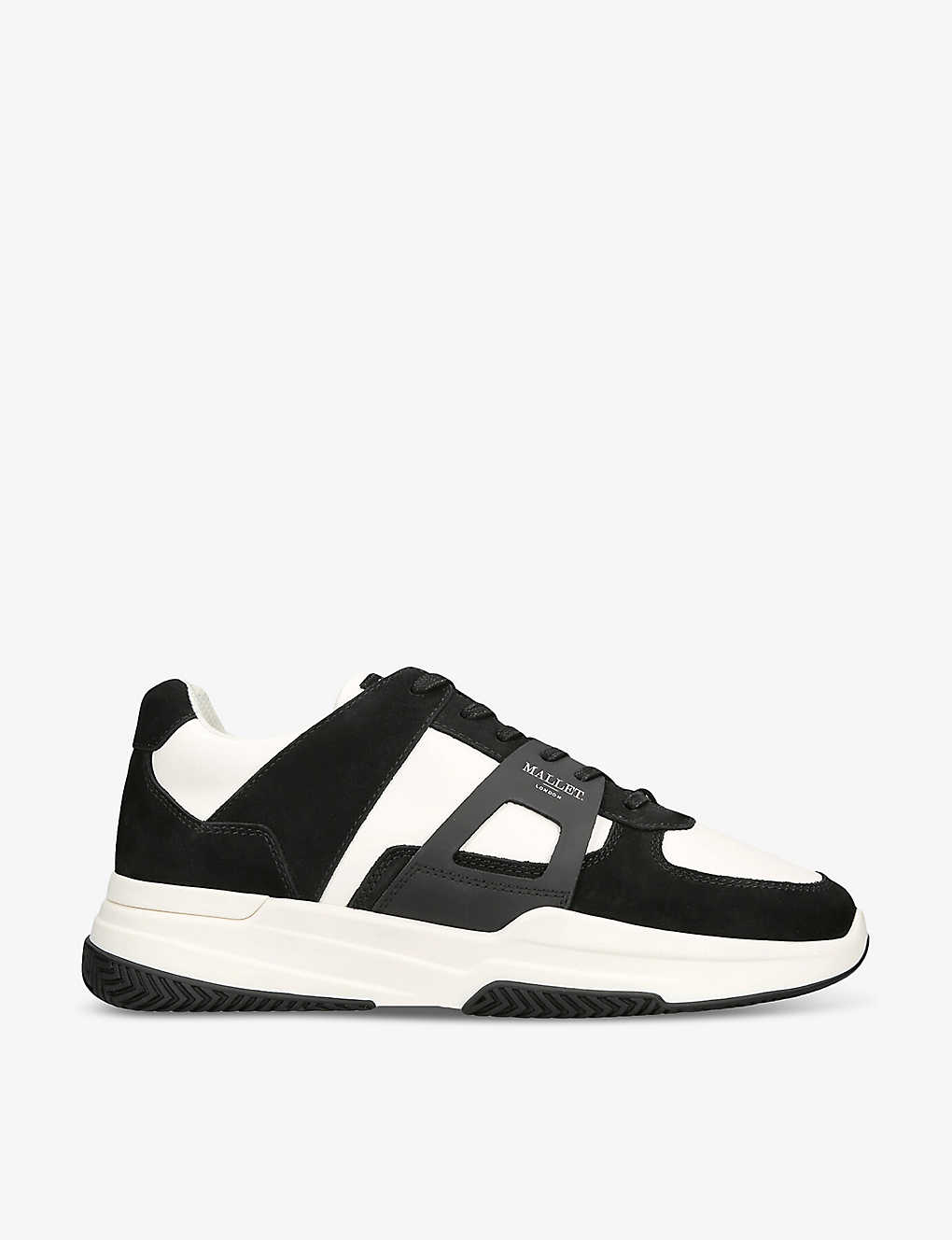 Mallet Marquess Contrast-panel Suede And Leather Trainers In Blk/white