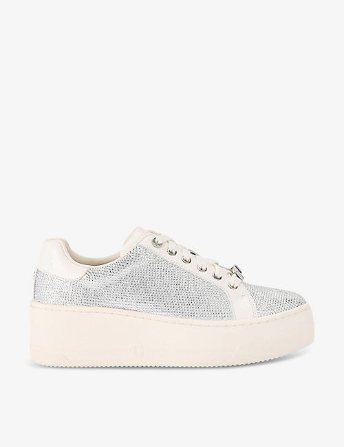 CARVELA: Connected crystal-embellished leather low-top trainers