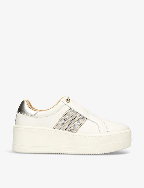 CARVELA: Connected Tape jewel-embellished leather low-top trainers