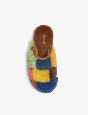 Ugg X The Elder Statesman Patchwork-textured Shearling Sliders In Mult/other