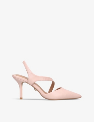 Shop Carvela Women's Pale Pink Symmetry Leather Court Heels