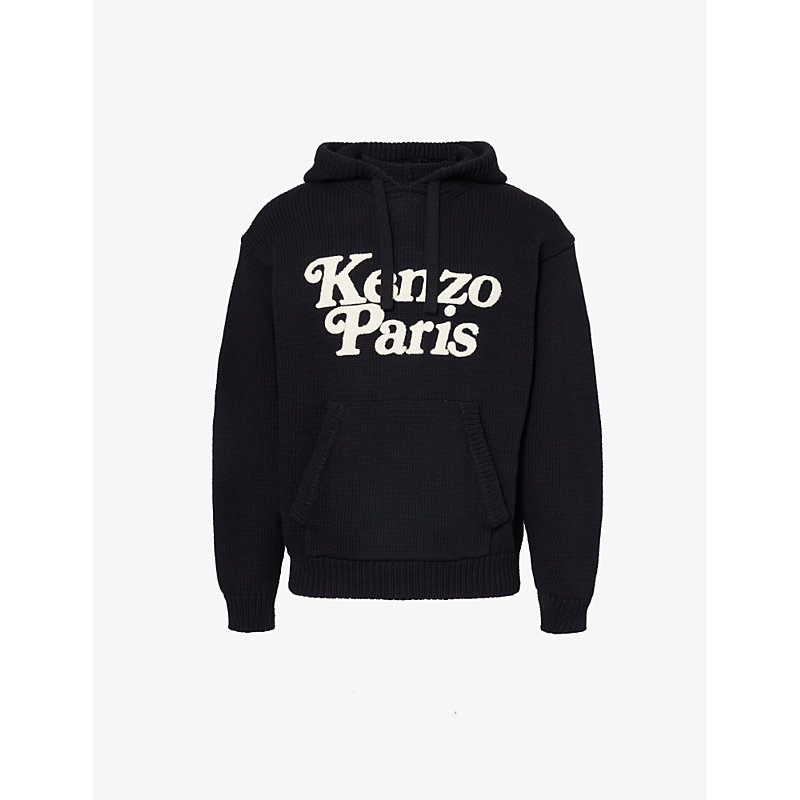 Kenzo Mens Black X Verdy Graphic-print Cotton-jersey Hoody