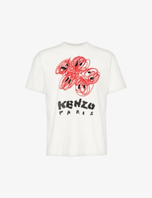 KENZO Drawn Boke logo print cotton jersey T shirt Selfridges