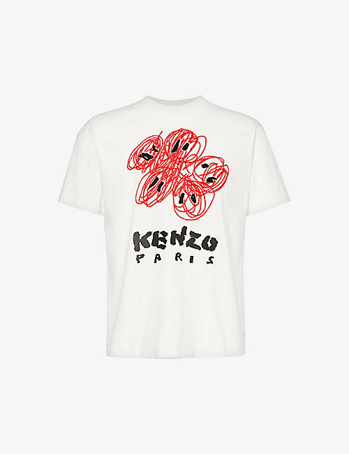 KENZO: Drawn Boke logo-print cotton-jersey T-shirt