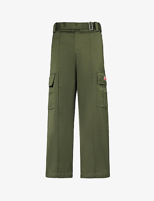 KENZO: Brand-patch detachable-belt straight-leg cotton cargo trousers