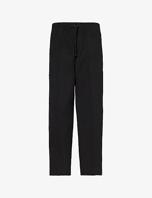 KENZO: Brand-patch relaxed-fit cotton and linen-blend cargo trousers