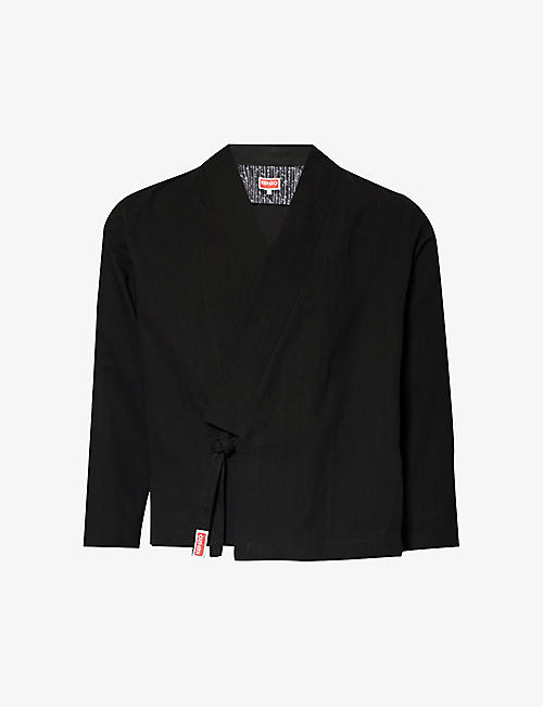 KENZO: Kimono brand-appliqué cotton and linen-blend jacket