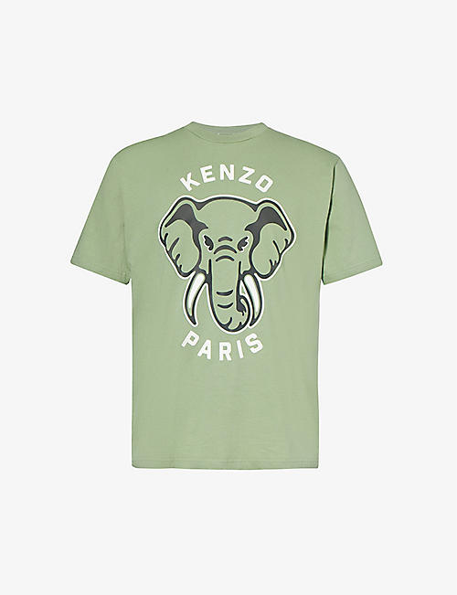KENZO: Elephant branded-print cotton-jersey T-shirt