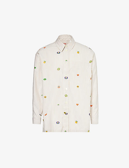 KENZO: Fruit Sticker striped cotton shirt