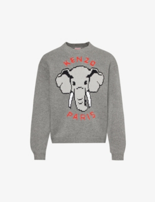 KENZO: Elephant crewneck wool-blend jumper