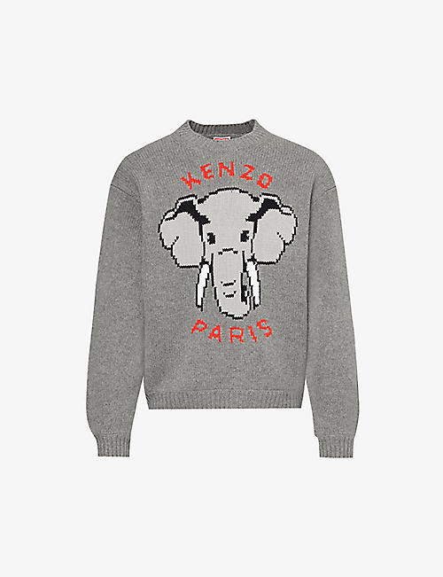 KENZO: Elephant crewneck wool-blend jumper