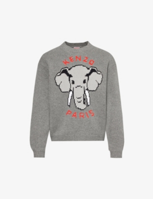 KENZO Elephant crewneck wool blend jumper Selfridges