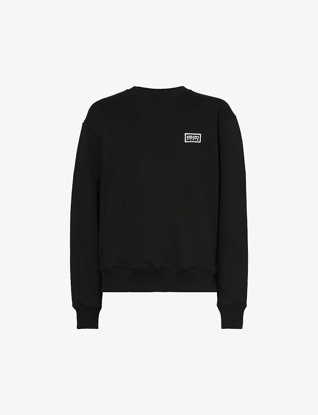 Kenzo Mens Black Logo-print Relaxed-fit Cotton-jersey Sweatshirt