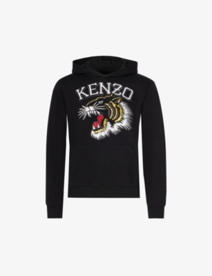 KENZO: Tiger Varsity brand-embroidered relaxed-fit cotton-jersey hoody