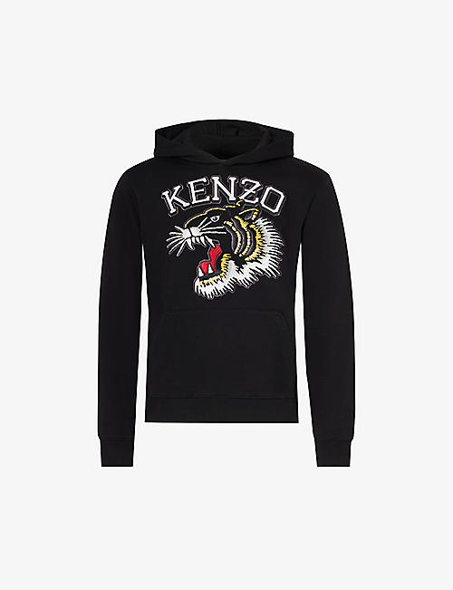 KENZO: Tiger Varsity brand-embroidered relaxed-fit cotton-jersey hoody