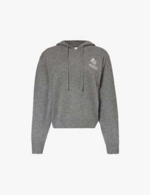 SPORTY & RICH: Logo-embroidered relaxed-fit cashmere hoody