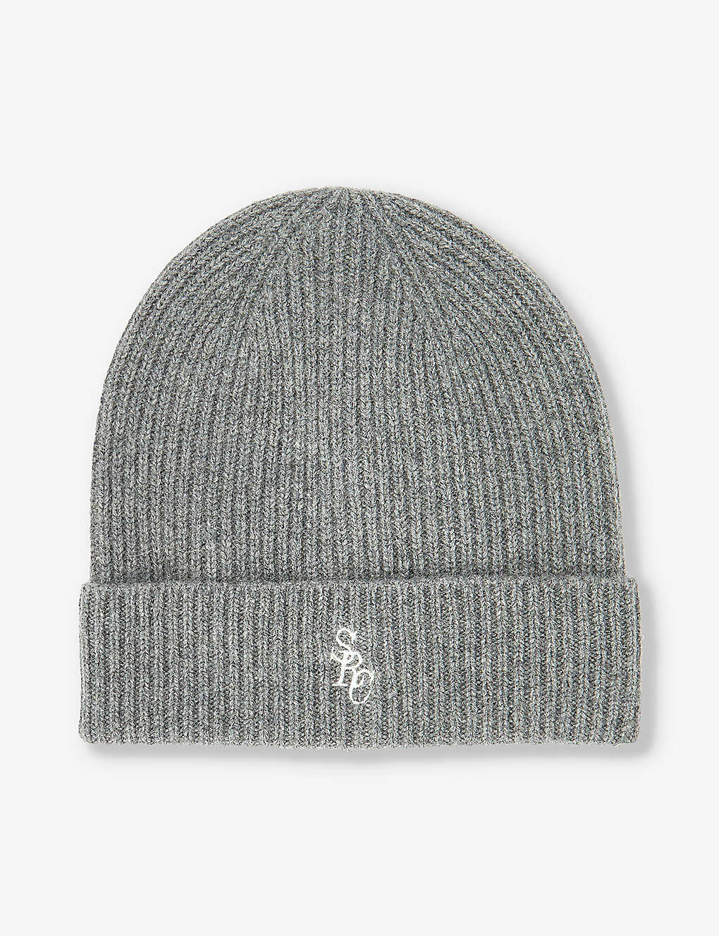Sporty And Rich Brand-embroidered Cashmere Knitted Beanie Hat In Dark Grey