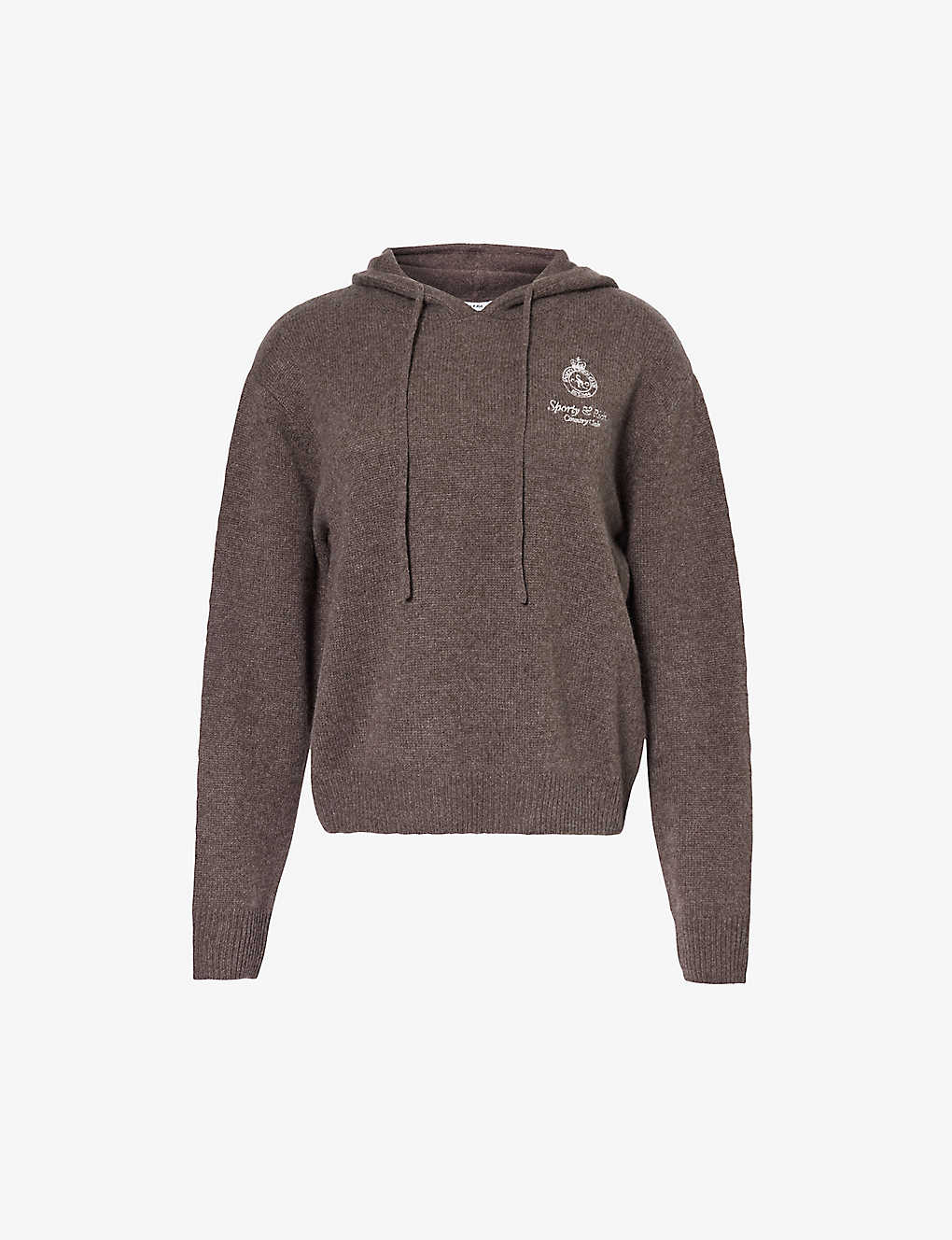 Sporty And Rich Logo-embroidered Relaxed-fit Cashmere Hoody In Brown