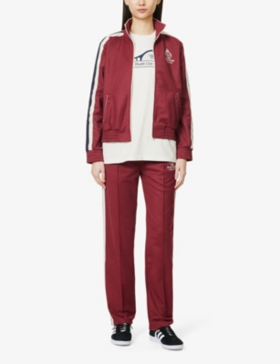 Shop Sporty And Rich Sporty & Rich Women's Merlot Crown Logo-embroidered Woven Track Jacket