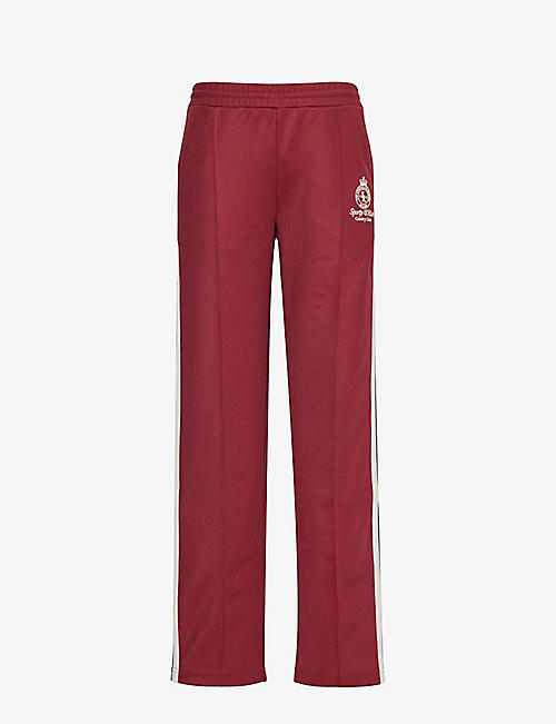SPORTY & RICH: Crown logo-embroidered woven track jogging bottoms