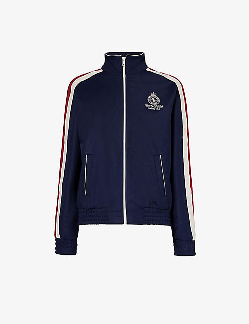 SPORTY & RICH: Crown brand-embroidered woven jacket