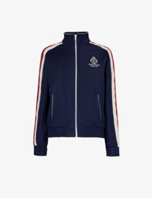 Sporty And Rich Crown Brand-embroidered Woven Jacket In Navy