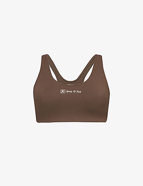 SPORTY & RICH: Runner logo-print stretch-woven sports bra