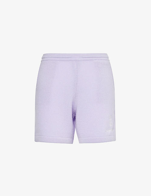 SPORTY & RICH: Vendome brand-embroidered cashmere shorts