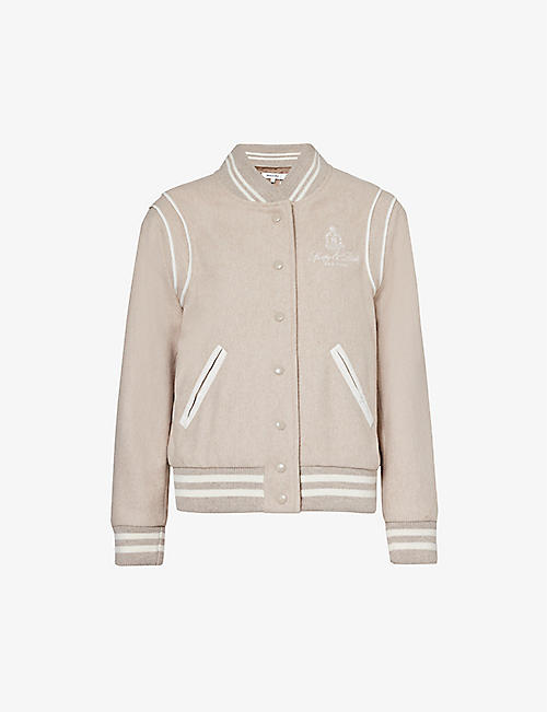 SPORTY & RICH: Vendome brand-embroidered wool-blend jacket