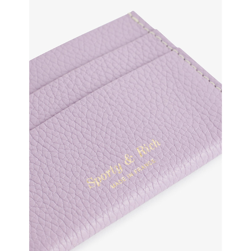 Shop Sporty And Rich Sporty & Rich Soft Lilac Foiled-logo Grained-leather Card Holder