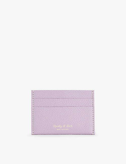 SPORTY & RICH: Foiled-logo grained-leather card holder