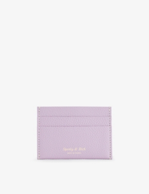 Sporty And Rich Foiled-logo Grained-leather Card Holder In Soft Lilac