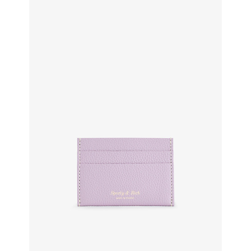 Sporty And Rich Foiled-logo Grained-leather Card Holder In Soft Lilac