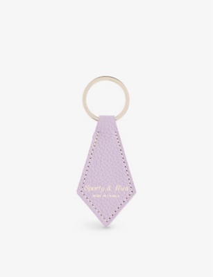 Sporty And Rich Logo-foiled Pointed Leather Keyring In Soft Lilac