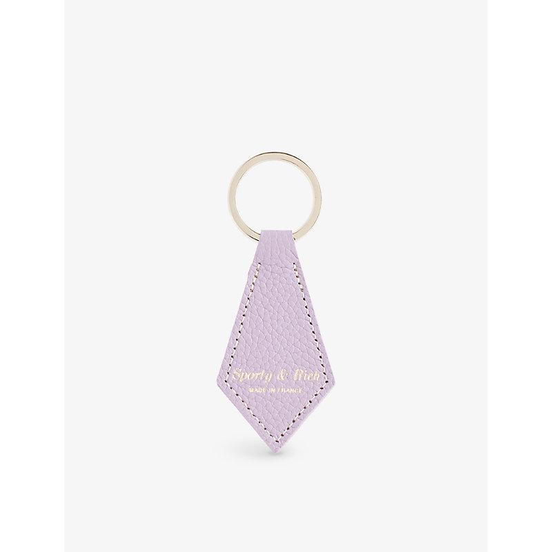 Sporty And Rich Logo-foiled Pointed Leather Keyring In Purple