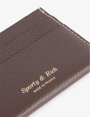 Shop Sporty And Rich Sporty & Rich Chocolate Foiled-logo Grained-leather Card Holder
