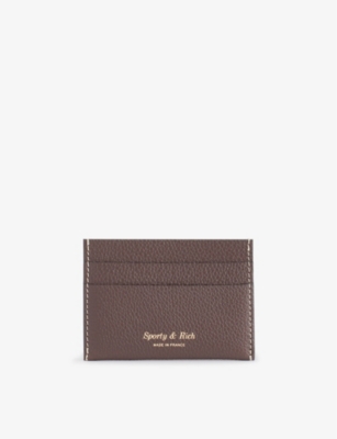SPORTY & RICH: Foiled-logo grained-leather card holder