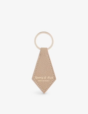 Sporty And Rich Logo-foiled Pointed Leather Keyring In Oat