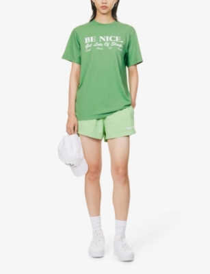 Shop Sporty And Rich Sporty & Rich Women's Verde Be Nice Text-print Cotton-jersey T-shirt