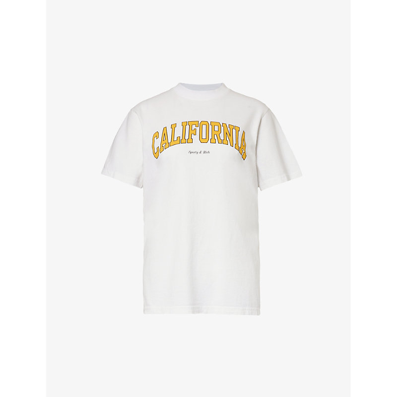 Sporty And Rich California Text-print Cotton-jersey T-shirt In White