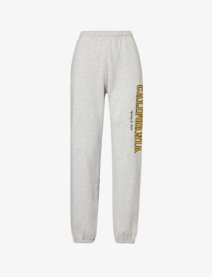SPORTY AND RICH SPORTY & RICH WOMEN'S HEATHER GRAY CALIFORNIA TEXT-PRINT COTTON-BLEND JOGGING BOTTOMS