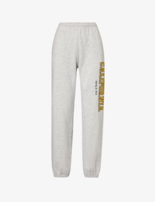 Shop Sporty And Rich Sporty & Rich Women's Heather Gray California Text-print Cotton-blend Jogging Bottoms