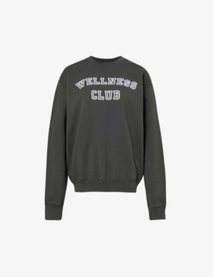 SPORTY & RICH: Wellness Club text-print cotton-jersey sweatshirt