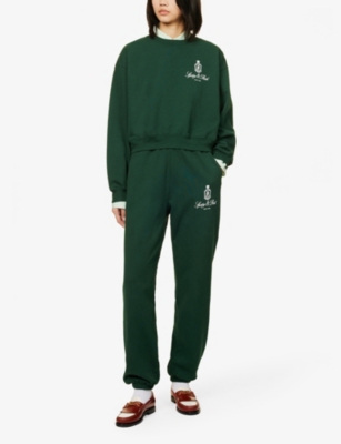 Shop Sporty And Rich Sporty & Rich Women's Forest Vendome Brand-print Cotton-jersey Jogging Bottoms