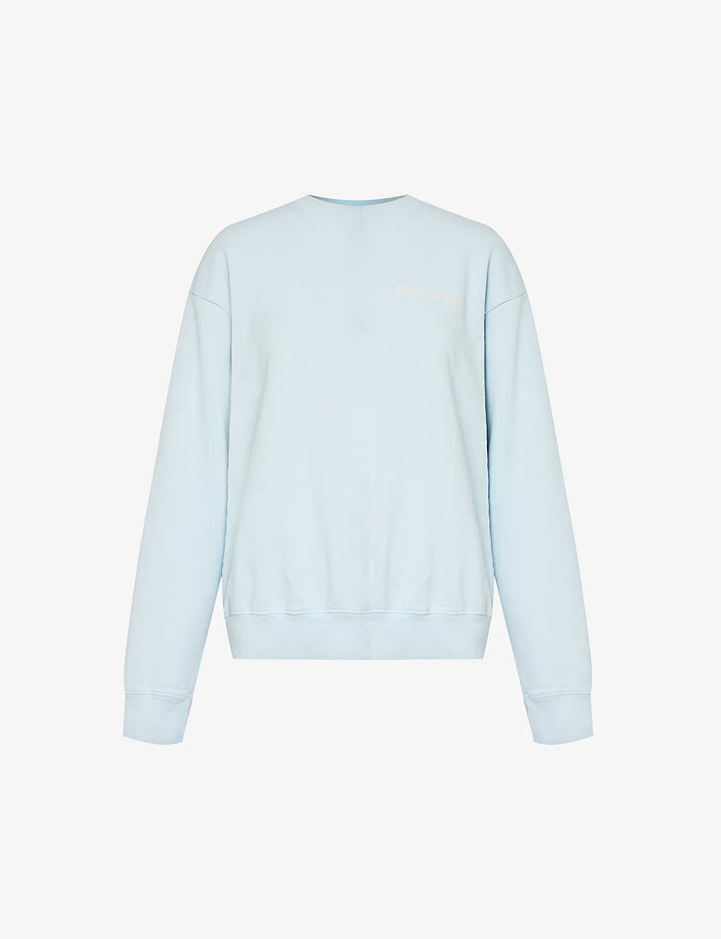 Sporty And Rich Health And Wellness Club Brand-print Cotton-jersey Sweatshirt In Baby Blue