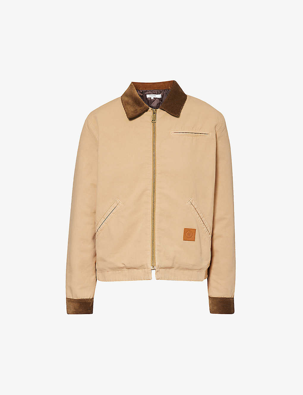 Sporty And Rich Worker Brand-patch Cotton Jacket In Brown
