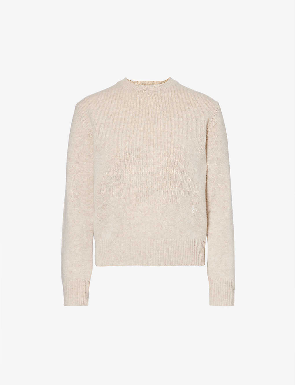 Sporty And Rich Brand-embroidered Wool Jumper In Heather Oatmeal