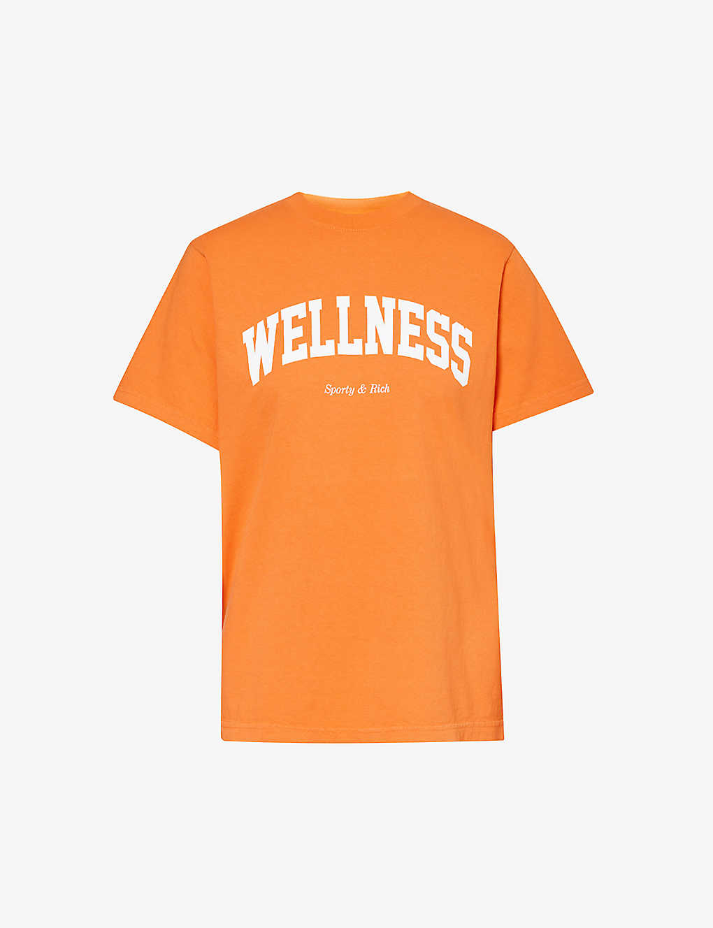 Sporty And Rich Wellness Brand-print Cotton-jersey T-shirt In Orange